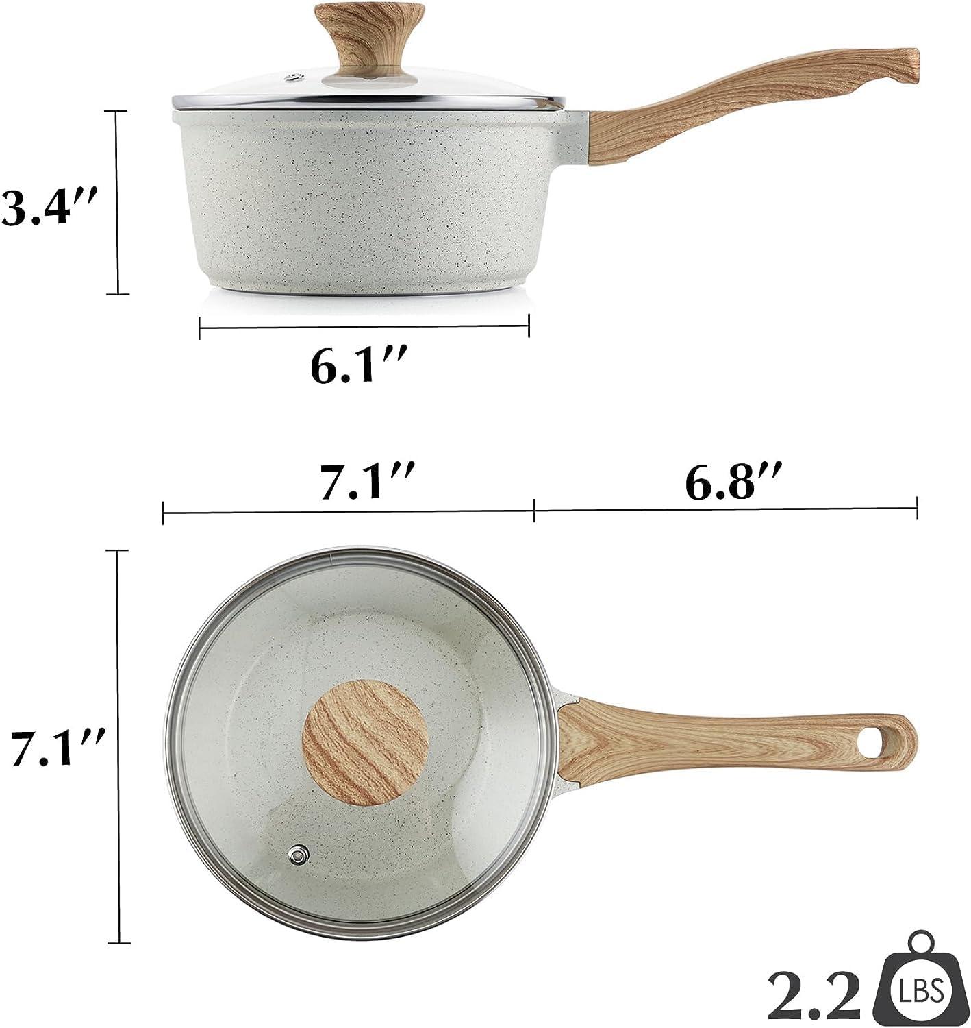 image:imageSENSARTE Nonstick Saucepan with Lid 15 Quarts Small Pot with Swiss Granite Coating Staycool Handle Multipurpose Handy Sauce Pot Small Kitchen Cooking Pot Induction Comptable PFOA FreeWhite Ceramic