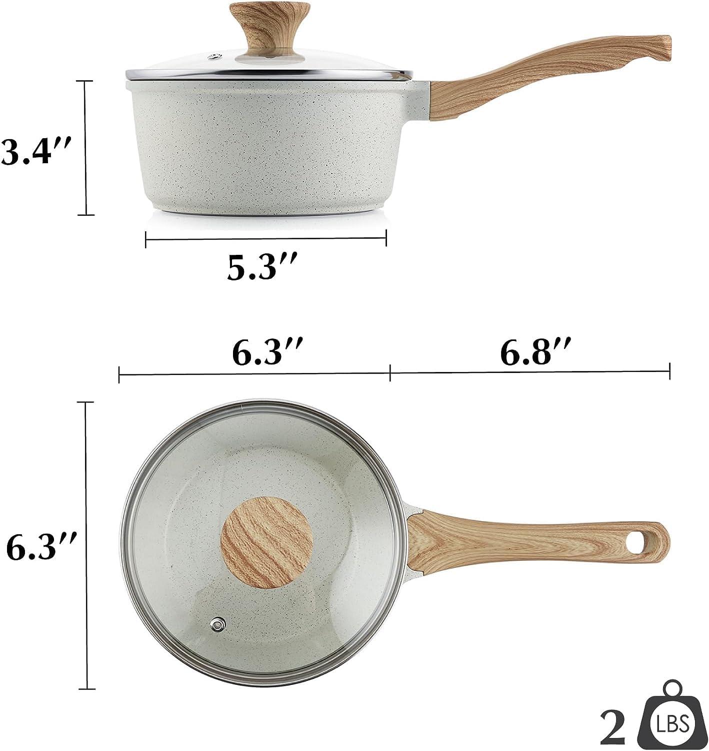 image:imageSENSARTE Nonstick Saucepan with Lid 15 Quarts Small Pot with Swiss Granite Coating Staycool Handle Multipurpose Handy Sauce Pot Small Kitchen Cooking Pot Induction Comptable PFOA FreeWhite Ceramic