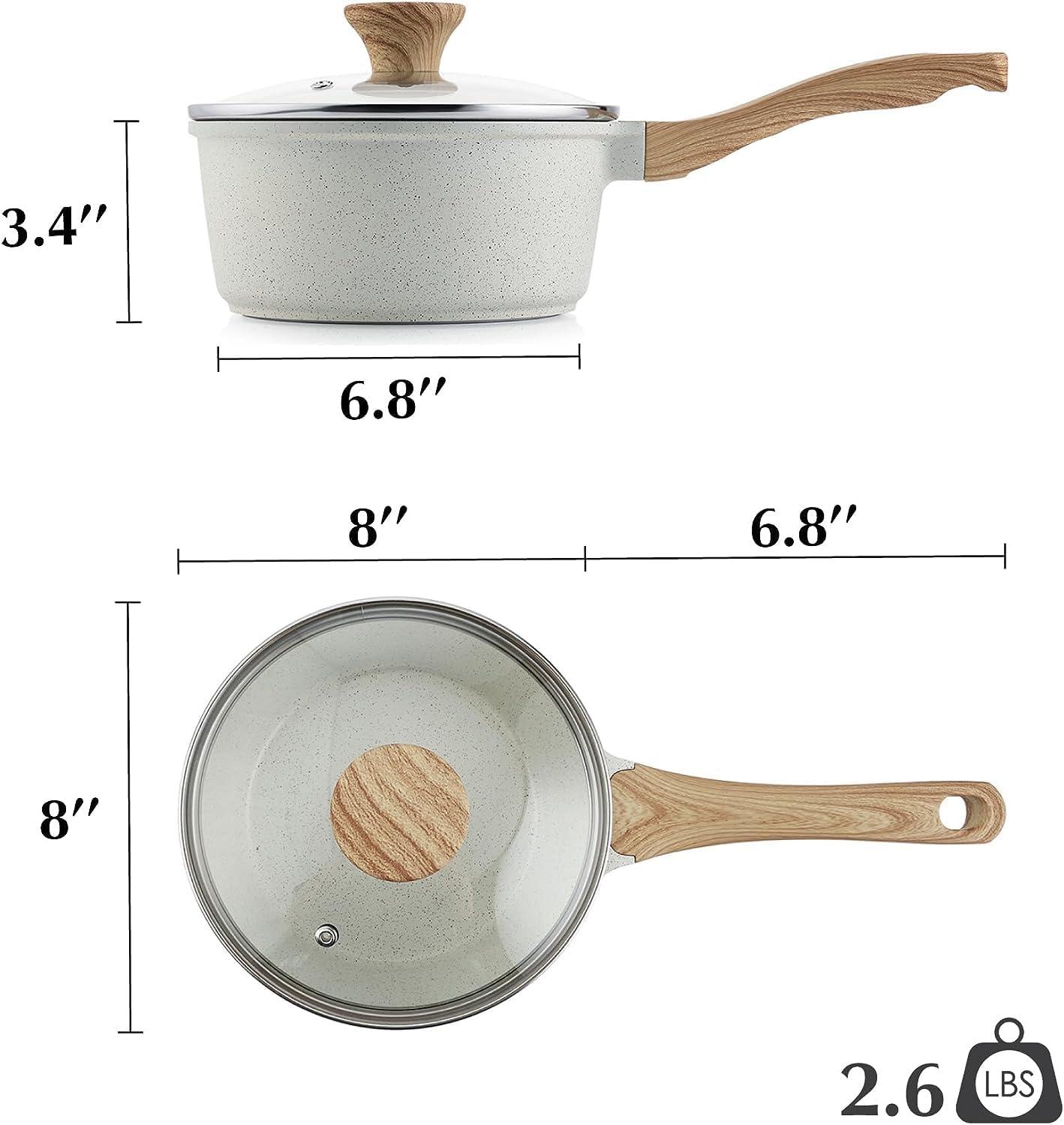 image:imageSENSARTE Nonstick Saucepan with Lid 15 Quarts Small Pot with Swiss Granite Coating Staycool Handle Multipurpose Handy Sauce Pot Small Kitchen Cooking Pot Induction Comptable PFOA FreeWhite Ceramic