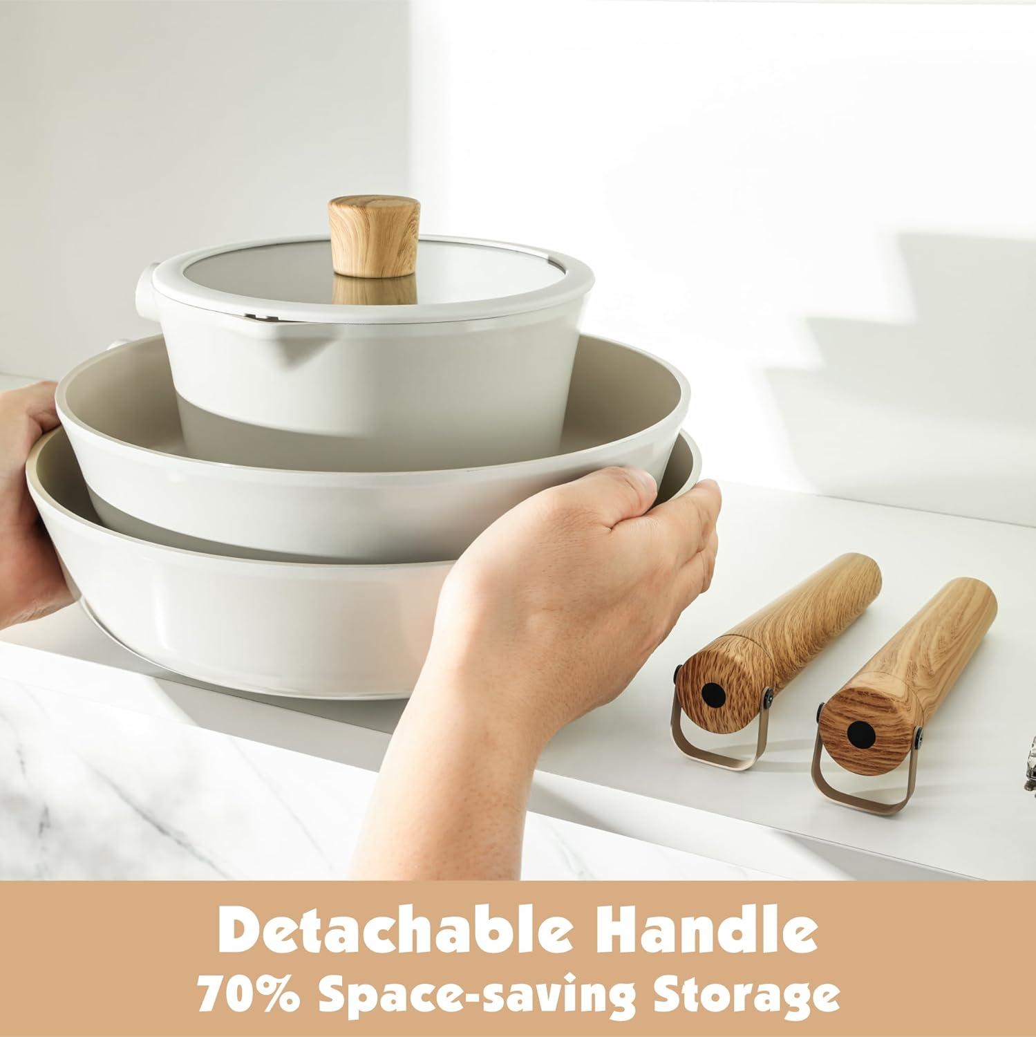 image:imageSENSARTE PASCA Ceramic Nonstick Pots and Pans Set 14pcs Healthy Cookware Set Nontoxic Induction Kitchen Cooking Set Dishwasher amp Oven Safe PFASPTFEPFOA Free
