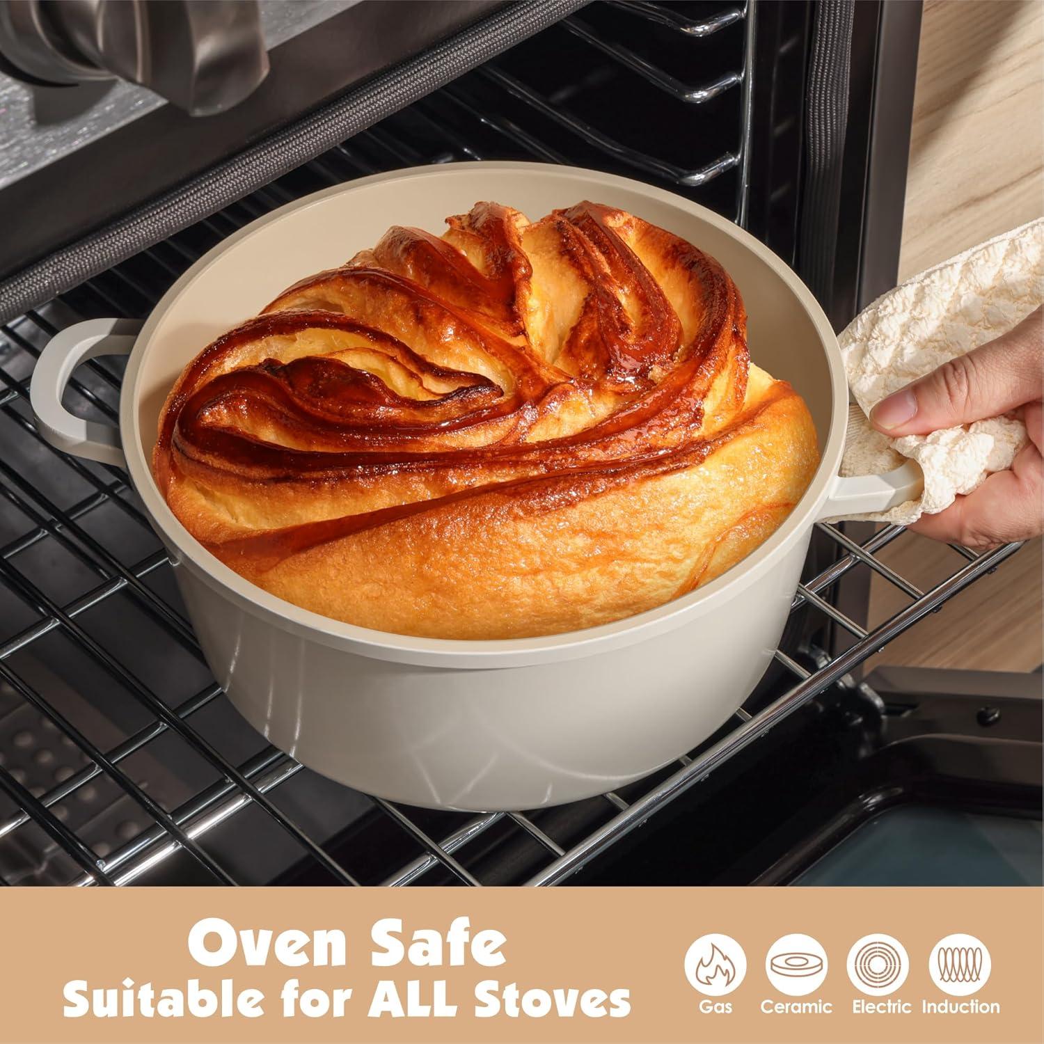 image:imageSENSARTE PASCA Ceramic Nonstick Pots and Pans Set 14pcs Healthy Cookware Set Nontoxic Induction Kitchen Cooking Set Dishwasher amp Oven Safe PFASPTFEPFOA Free