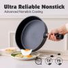 SENSARTE 17 Piece Ceramic Pots and Pans Set, Nonstick Detachable Handle Cookware, Induction Kitchen Cookware Set with Removable Handle, Dishwasher ＆ Oven Safe (Almond Beige)(Black)