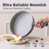 SENSARTE 17 Piece Ceramic Pots and Pans Set, Nonstick Detachable Handle Cookware, Induction Kitchen Cookware Set with Removable Handle, Dishwasher ＆ Oven Safe (Almond Beige)(Gray)
