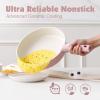 SENSARTE 17 Piece Ceramic Pots and Pans Set, Nonstick Detachable Handle Cookware, Induction Kitchen Cookware Set with Removable Handle, Dishwasher ＆ Oven Safe (Almond Beige)(Pink)