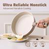 SENSARTE 17 Piece Ceramic Pots and Pans Set, Nonstick Detachable Handle Cookware, Induction Kitchen Cookware Set with Removable Handle, Dishwasher ＆ Oven Safe (Almond Beige)(Almond Beige)