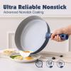 SENSARTE 17 Piece Ceramic Pots and Pans Set, Nonstick Detachable Handle Cookware, Induction Kitchen Cookware Set with Removable Handle, Dishwasher ＆ Oven Safe (Almond Beige)(Navy)