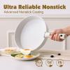 SENSARTE 17 Piece Ceramic Pots and Pans Set, Nonstick Detachable Handle Cookware, Induction Kitchen Cookware Set with Removable Handle, Dishwasher ＆ Oven Safe (Almond Beige)(White)