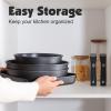SENSARTE 17 Piece Ceramic Pots and Pans Set, Nonstick Detachable Handle Cookware, Induction Kitchen Cookware Set with Removable Handle, Dishwasher ＆ Oven Safe (Almond Beige)(Black)