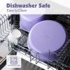 SENSARTE 17 Piece Ceramic Pots and Pans Set, Nonstick Detachable Handle Cookware, Induction Kitchen Cookware Set with Removable Handle, Dishwasher ＆ Oven Safe (Almond Beige)(Purple)
