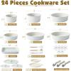 SENSARTE 24 Piece Pots and Pans Set, Nonstick Detachable Handle Cookware, Induction Kitchen Cookware Set with Removable Handle, Healthy Non Stick for RV, Dishwasher＆Oven Safe (Black)(White)