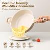 SENSARTE Ceramic Nonstick Frying Pan Skillet with Lid, 13.3 Inch Large Deep Frying Pan, 6 QT Saute Pan, Induction Pan, Healthy Non Toxic Cooking Pan with Helper Handle, PFOA PFAS PTFE Free(Ceramic Taupe)