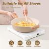 SENSARTE Ceramic Nonstick Frying Pan Skillet with Lid, 13.3 Inch Large Deep Frying Pan, 6 QT Saute Pan, Induction Pan, Healthy Non Toxic Cooking Pan with Helper Handle, PFOA PFAS PTFE Free(Ceramic Taupe)