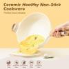 SENSARTE Ceramic Nonstick Frying Pan Skillet with Lid, 13.3 Inch Large Deep Frying Pan, 6 QT Saute Pan, Induction Pan, Healthy Non Toxic Cooking Pan with Helper Handle, PFOA PFAS PTFE Free(Ceramic White)