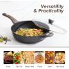 SENSARTE Ceramic Nonstick Frying Pan Skillet with Lid, 13.3 Inch Large Deep Frying Pan, 6 QT Saute Pan, Induction Pan, Healthy Non Toxic Cooking Pan with Helper Handle, PFOA PFAS PTFE Free(Classic Black)