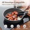 SENSARTE Nonstick Ceramic Skillet with Lid 12-inch/5QT, Non Toxic Deep Frying Pan, Saute Pan with Lid, Stay-cool Handle, Healthy Cooking Pot Dishwasher Safe, Induction Compatible, Green(Gray)