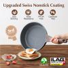 SENSARTE Nonstick Ceramic Skillet with Lid 12-inch/5QT, Non Toxic Deep Frying Pan, Saute Pan with Lid, Stay-cool Handle, Healthy Cooking Pot Dishwasher Safe, Induction Compatible, Green(Gray)