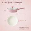 SENSARTE Nonstick Ceramic Skillet with Lid 12-inch/5QT, Non Toxic Deep Frying Pan, Saute Pan with Lid, Stay-cool Handle, Healthy Cooking Pot Dishwasher Safe, Induction Compatible, Green(Sakura Pink)
