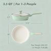 SENSARTE Nonstick Ceramic Skillet with Lid 12-inch/5QT, Non Toxic Deep Frying Pan, Saute Pan with Lid, Stay-cool Handle, Healthy Cooking Pot Dishwasher Safe, Induction Compatible, Green(Mint Green)
