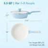 SENSARTE Nonstick Ceramic Skillet with Lid 12-inch/5QT, Non Toxic Deep Frying Pan, Saute Pan with Lid, Stay-cool Handle, Healthy Cooking Pot Dishwasher Safe, Induction Compatible, Green(Glicer Blue)