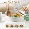 SENSARTE Nonstick Ceramic Skillet with Lid 12-inch/5QT, Non Toxic Deep Frying Pan, Saute Pan with Lid, Stay-cool Handle, Healthy Cooking Pot Dishwasher Safe, Induction Compatible, Green(Ceramic White)