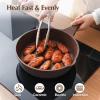 SENSARTE Nonstick Ceramic Skillet with Lid 12-inch/5QT, Non Toxic Deep Frying Pan, Saute Pan with Lid, Stay-cool Handle, Healthy Cooking Pot Dishwasher Safe, Induction Compatible, Green(Toffee Brown)