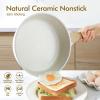 SENSARTE Nonstick Ceramic Skillet with Lid 12-inch/5QT, Non Toxic Deep Frying Pan, Saute Pan with Lid, Stay-cool Handle, Healthy Cooking Pot Dishwasher Safe, Induction Compatible, Green(Ceramic White)