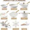 SENSARTE Nonstick Cookware Set 23-Piece, Non Stick Pots and Pans Set with Swiss Granite Coating, Healthy Kitchen Cooking Set, Stay-Cool Handles(White)