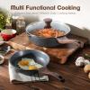 SENSARTE Nonstick Frying Pan Skillets, Swiss Granite Coating Omelette Pans, Healthy Cookware Chef’s Pan, Free of Intentionally Added PFOA (9.5+11+12.5 Inch)(Gray)