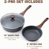 SENSARTE Nonstick Frying Pan Skillets, Swiss Granite Coating Omelette Pans, Healthy Cookware Chef’s Pan, Free of Intentionally Added PFOA (9.5+11+12.5 Inch)(Gray)