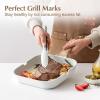 SENSARTE Nonstick Grill Pan for Stove Tops, Versatile Griddle with Pour Spouts, Square Big Cooking Surface, Durable Skillet Indoor & Outdoor Grilling. PFOA Free, 9.5 Inch(White Ceramic)