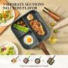 SENSARTE Nonstick Grill Pan for Stove Tops, Versatile Griddle with Pour Spouts, Square Big Cooking Surface, Durable Skillet Indoor & Outdoor Grilling. PFOA Free, 9.5 Inch(Gray Granite-3 Section)