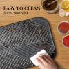 SENSARTE Nonstick Grill Pan for Stove Tops, Versatile Griddle with Pour Spouts, Square Big Cooking Surface, Durable Skillet Indoor & Outdoor Grilling. PFOA Free, 9.5 Inch(Black)