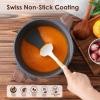 SENSARTE Nonstick Stock Pot with Lid, 4.5 Quart Induction Cooking Pot with Tempered Glass Lid, Stew Pot with Swiss Nonstick Granite Coating, PFOA PFOS APEO Free, Gray(Gray)