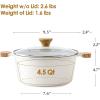 SENSARTE Nonstick Stock Pot with Lid, 4.5 Quart Induction Cooking Pot with Tempered Glass Lid, Stew Pot with Swiss Nonstick Granite Coating, PFOA PFOS APEO Free, Gray(White)