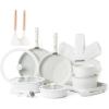 SENSARTE 24 Piece Pots and Pans Set, Nonstick Detachable Handle Cookware, Induction Kitchen Cookware Set with Removable Handle, Healthy Non Stick for RV, Dishwasher＆Oven Safe (Black)(White)