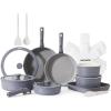 SENSARTE 24 Piece Pots and Pans Set, Nonstick Detachable Handle Cookware, Induction Kitchen Cookware Set with Removable Handle, Healthy Non Stick for RV, Dishwasher＆Oven Safe (Black)(Gray)