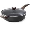 SENSARTE Ceramic Nonstick Frying Pan Skillet with Lid, 13.3 Inch Large Deep Frying Pan, 6 QT Saute Pan, Induction Pan, Healthy Non Toxic Cooking Pan with Helper Handle, PFOA PFAS PTFE Free(Classic Black)