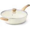 SENSARTE Ceramic Nonstick Frying Pan Skillet with Lid, 13.3 Inch Large Deep Frying Pan, 6 QT Saute Pan, Induction Pan, Healthy Non Toxic Cooking Pan with Helper Handle, PFOA PFAS PTFE Free(Ceramic White)