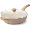 SENSARTE Ceramic Nonstick Frying Pan Skillet with Lid, 13.3 Inch Large Deep Frying Pan, 6 QT Saute Pan, Induction Pan, Healthy Non Toxic Cooking Pan with Helper Handle, PFOA PFAS PTFE Free(Ceramic Taupe)