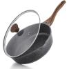 SENSARTE Nonstick Ceramic Skillet with Lid 12-inch/5QT, Non Toxic Deep Frying Pan, Saute Pan with Lid, Stay-cool Handle, Healthy Cooking Pot Dishwasher Safe, Induction Compatible, Green(Gray)