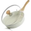 SENSARTE Nonstick Ceramic Skillet with Lid 12-inch/5QT, Non Toxic Deep Frying Pan, Saute Pan with Lid, Stay-cool Handle, Healthy Cooking Pot Dishwasher Safe, Induction Compatible, Green(Ceramic White)
