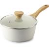 SENSARTE Nonstick Saucepan with Lid, 1.5 Quarts Small Pot with Swiss Granite Coating, Stay-cool Handle, Multipurpose Handy Sauce Pot Small Kitchen Cooking Pot, Induction Comptable, PFOA Free(White Ceramic)