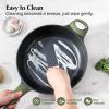 SENSARTE 12 Inch Nonstick Deep Frying Pan, 5Qt Non Stick Saute Pan with Lid, Large Skillet with Helper Handle, Diamond&Titanium Scratch Resistant, Induction Compatible, PFOA PFOS APEO Free, Sage