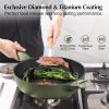 SENSARTE 12 Inch Nonstick Deep Frying Pan, 5Qt Non Stick Saute Pan with Lid, Large Skillet with Helper Handle, Diamond&Titanium Scratch Resistant, Induction Compatible, PFOA PFOS APEO Free, Sage