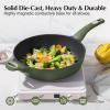 SENSARTE 12 Inch Nonstick Deep Frying Pan, 5Qt Non Stick Saute Pan with Lid, Large Skillet with Helper Handle, Diamond&Titanium Scratch Resistant, Induction Compatible, PFOA PFOS APEO Free, Sage