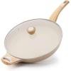 SENSARTE Ceramic Nonstick Frying Pan Skillet with Lid 8inch Non Stick Pan Omelet Pans, Non-toxic Healthy Kitchen Cooking Chef’s Pan, Free of Intentionally Added PFAS/PTFE, Induction Compatible, Taupe(Ceramic Taupe)