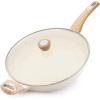 SENSARTE Ceramic Nonstick Frying Pan Skillet with Lid 8inch Non Stick Pan Omelet Pans, Non-toxic Healthy Kitchen Cooking Chef’s Pan, Free of Intentionally Added PFAS/PTFE, Induction Compatible, Taupe(Ceramic White)