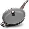 SENSARTE Ceramic Nonstick Frying Pan Skillet with Lid 8inch Non Stick Pan Omelet Pans, Non-toxic Healthy Kitchen Cooking Chef’s Pan, Free of Intentionally Added PFAS/PTFE, Induction Compatible, Taupe(Dark Black)
