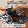 SENSARTE Ceramic Nonstick Sauce Pan with Lid, 1.5 Quart Small Saucepan, White Cooking Pot with Stay Cool Handle, Non toxic Kitchen Sauce Pot, Non stick Saucier Pan, Induction Pot, PFOA PTFE PFAS Free(Classic Black)