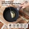 SENSARTE Ceramic Nonstick Sauce Pan with Lid, 1.5 Quart Small Saucepan, White Cooking Pot with Stay Cool Handle, Non toxic Kitchen Sauce Pot, Non stick Saucier Pan, Induction Pot, PFOA PTFE PFAS Free(Classic Black)